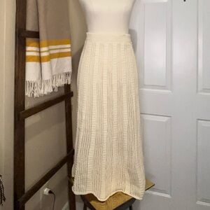 Rachel Ray Cream Sweater Skirt Stretch Textured Midi M lined